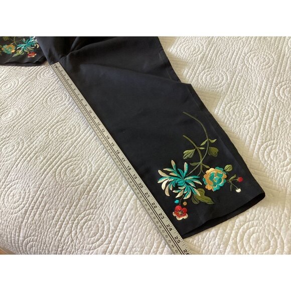 Vintage Laura Leigh 100% silk High Waist Embroidered Cropped Pants Size 8 - Picture 8 of 12